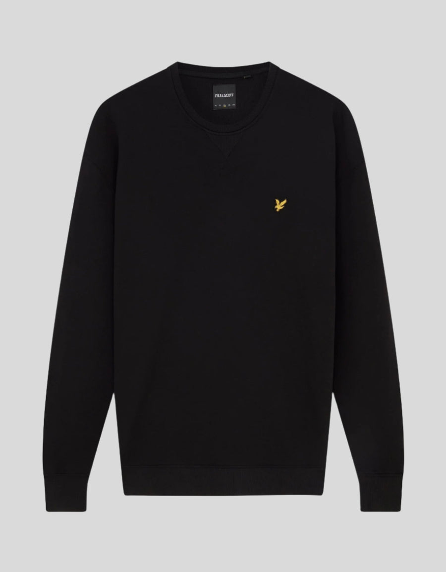 Baumwoll-Sweatshirt mit Rundhalsausschnitt in Tiefschwarz