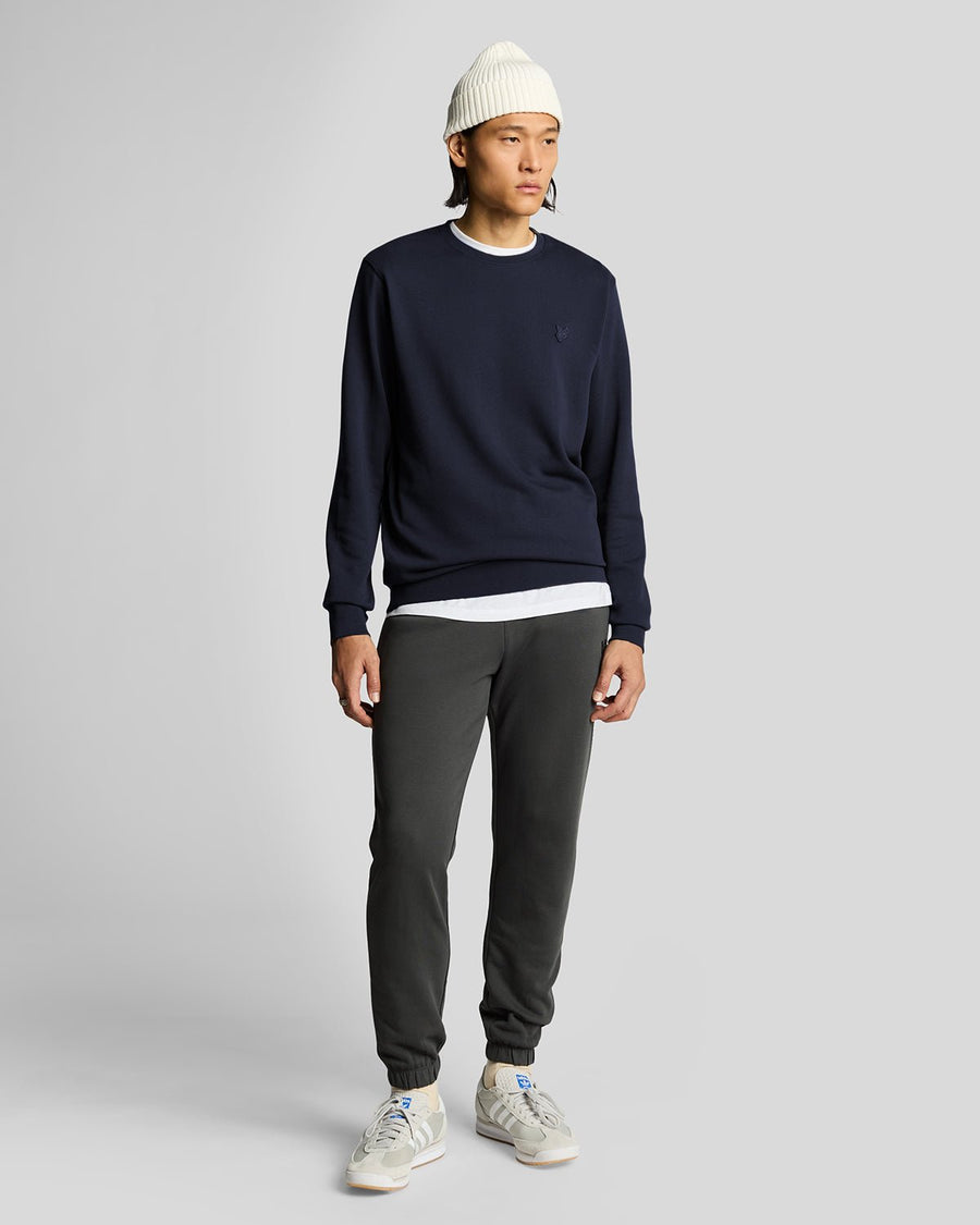 Uomo con felpa girocollo in cotone superfine blu scuro