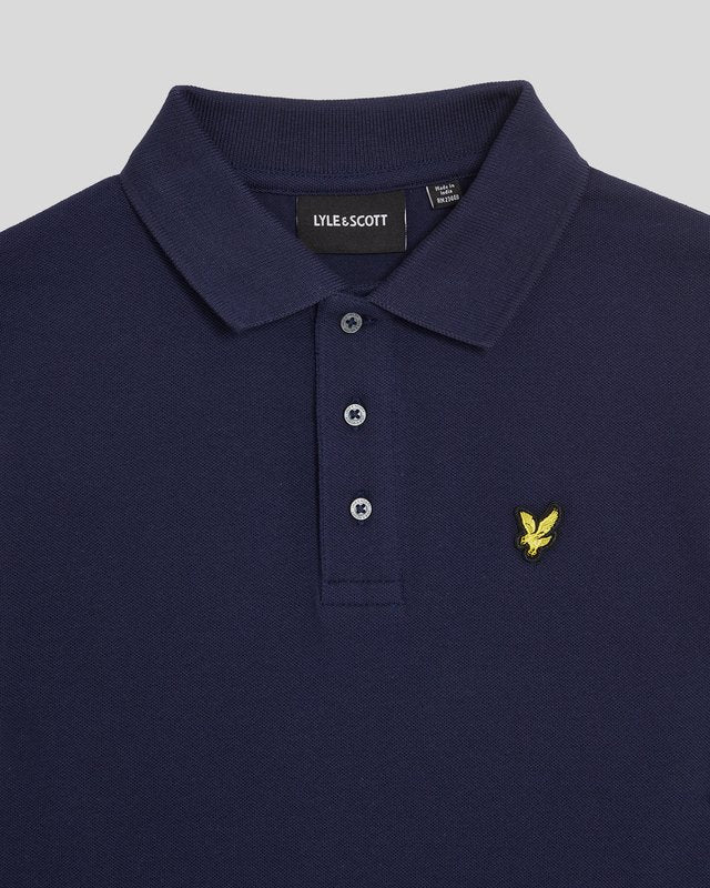 Polo en coton à manches longues bleu marine pour garçon