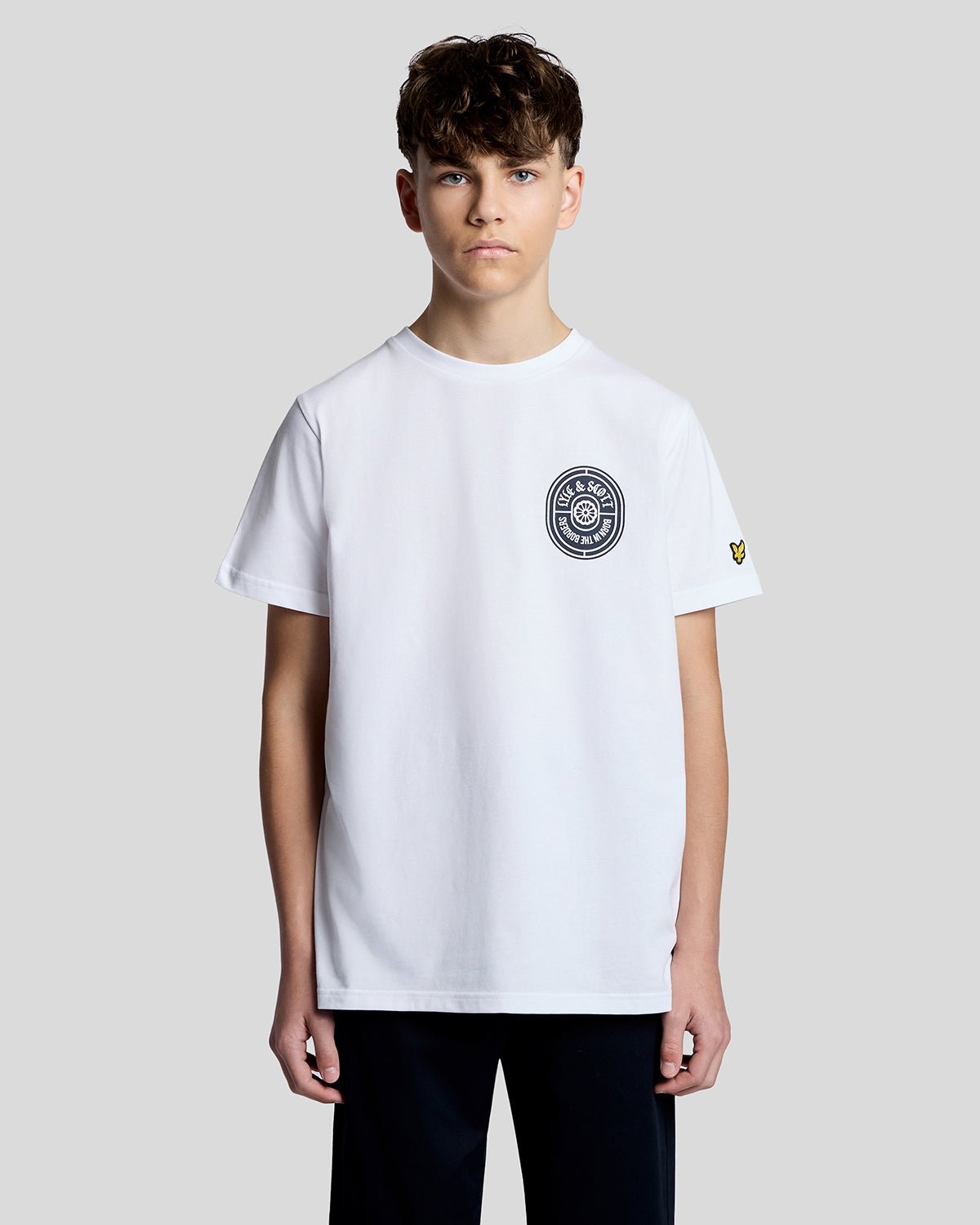 Uomo con maglietta in cotone con stampa grafica, colore bianco