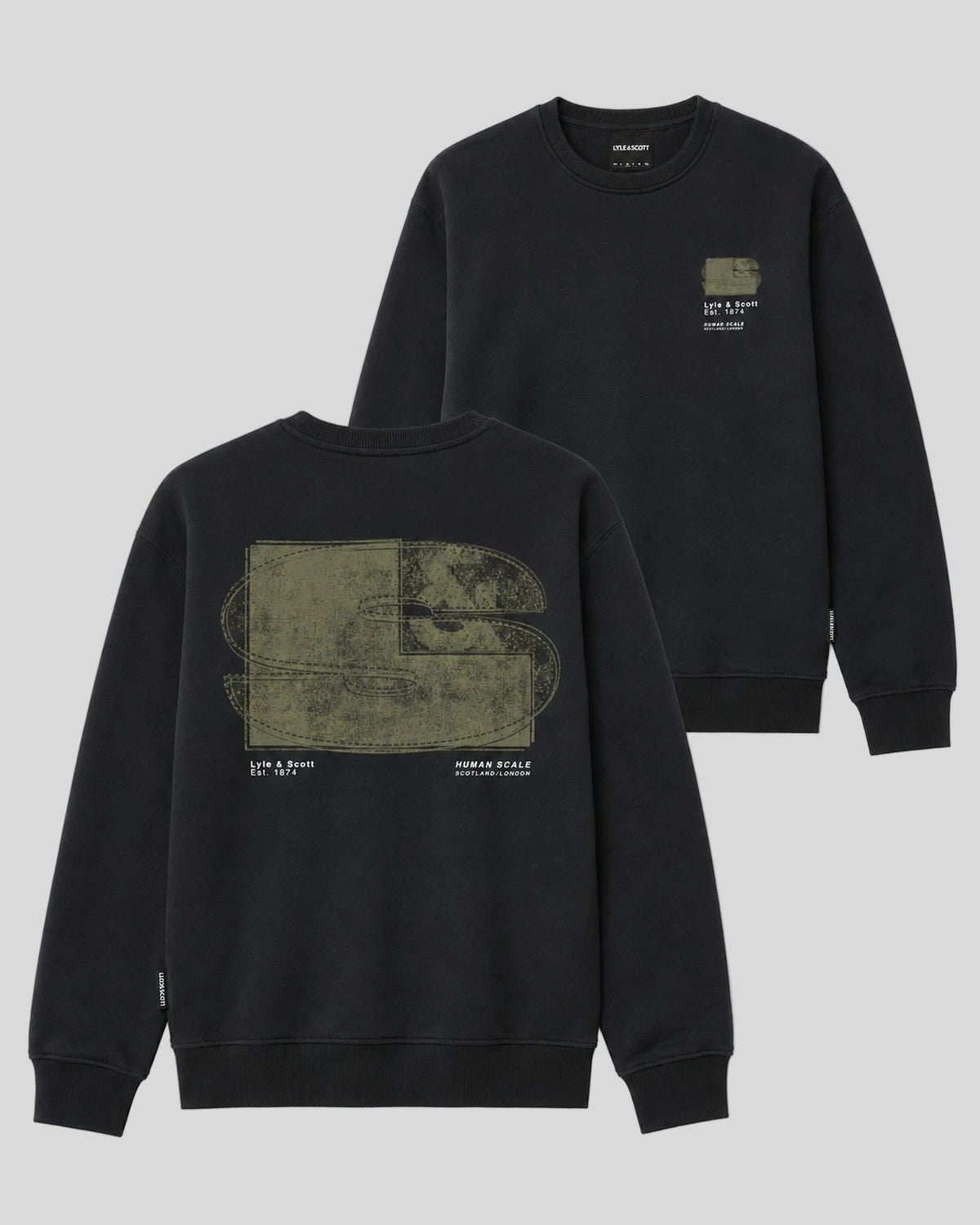 Photo de face du sweat-shirt à col rond « Half Tone Monogram Graphic » en noir de jais