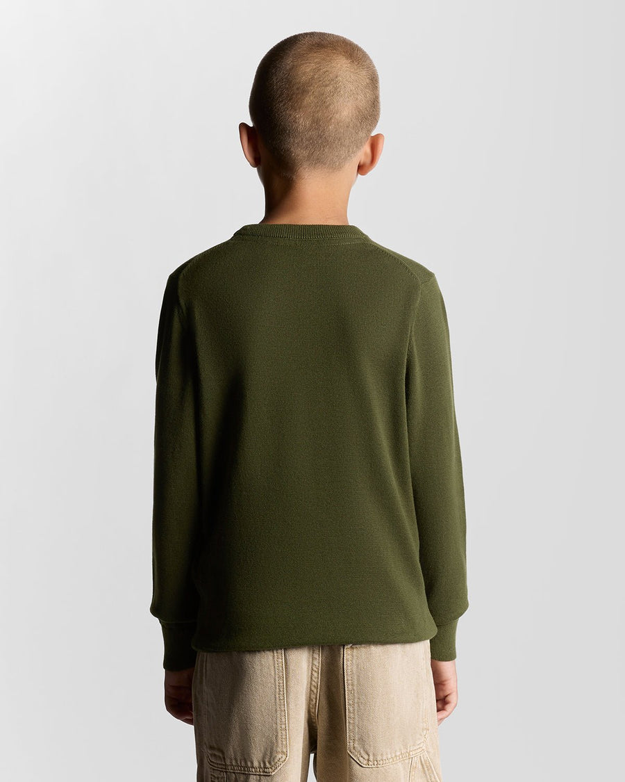 Boy wears Cotton Crew Neck Jumper in Deep Depths