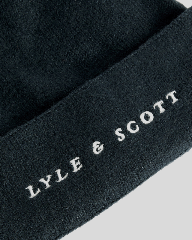 Bonnet avec logo « Script » en bleu marine foncé