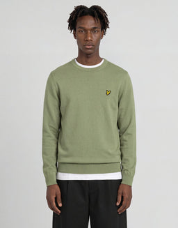Pull à col rond en coton et laine mérinos