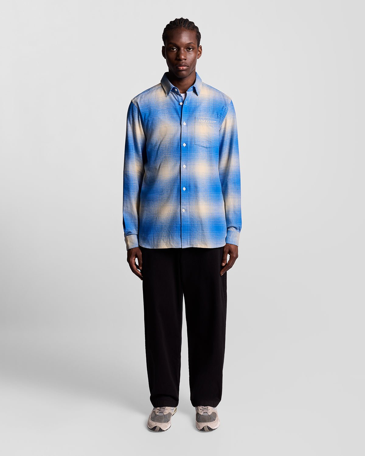 lyle & scott Ombre Check Flannel Shirt Putty/ Strobe Blue Online