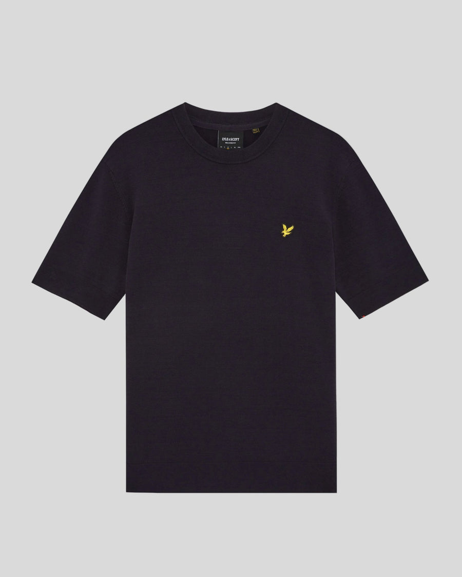 Uomo con maglietta in maglia dal taglio comodo in blu navy scuro