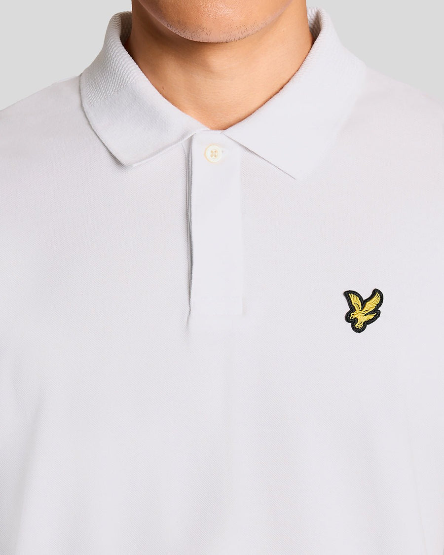 Uomo con polo a righe in jacquard, colore bianco