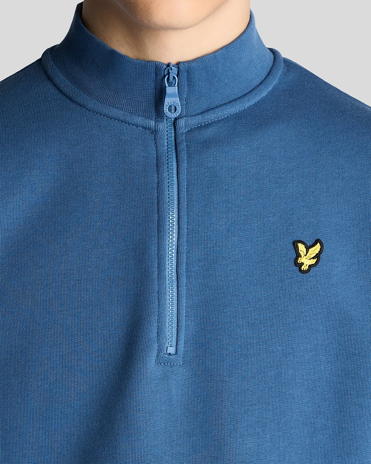 Pull en coton à col zippé pour homme, couleur bleu barbeau foncé