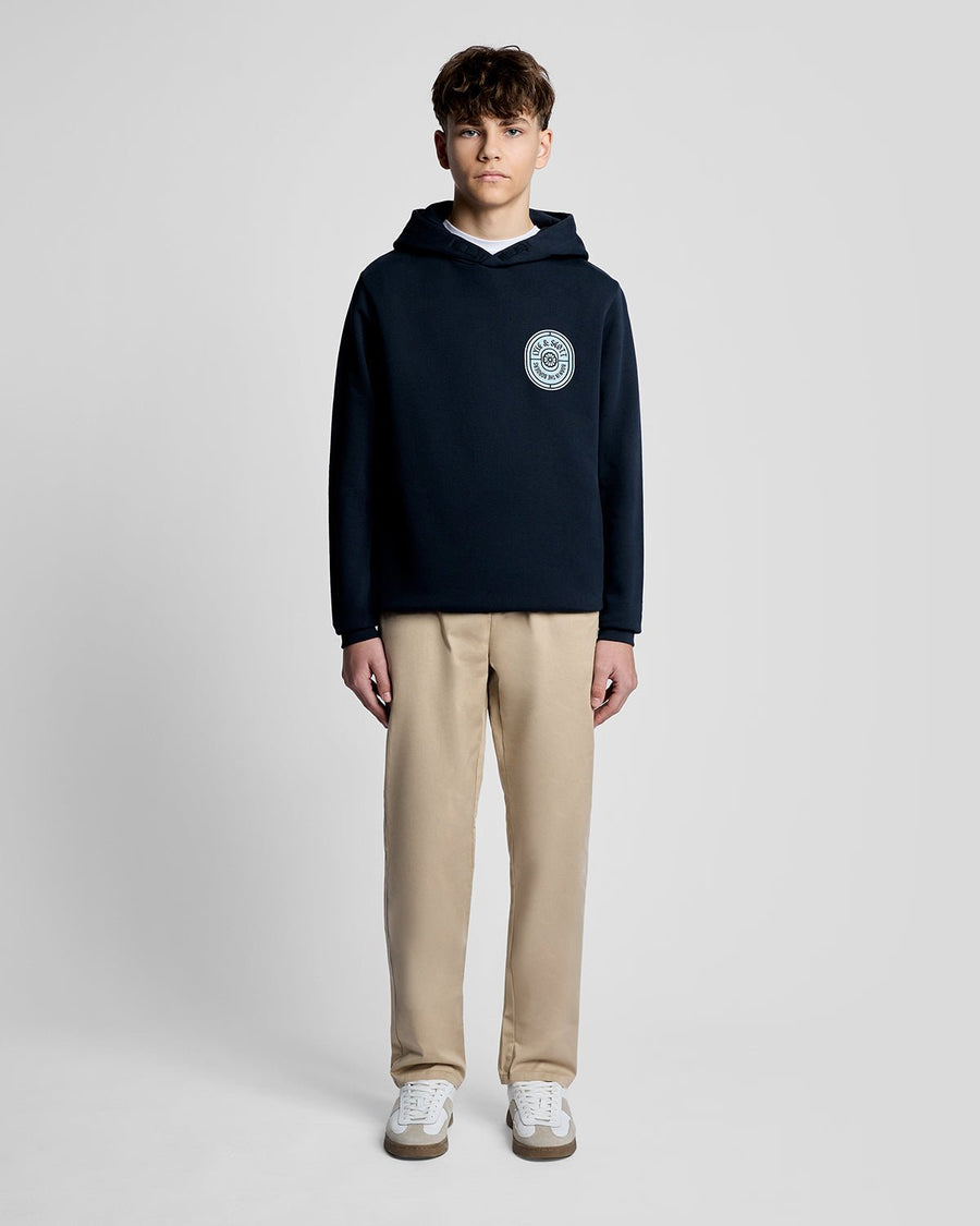 Sudadera con capucha de algodón con estampado para hombre en azul marino oscuro