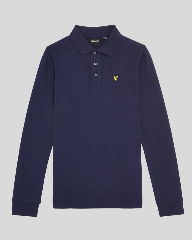 Polo en coton à manches longues bleu marine pour garçon