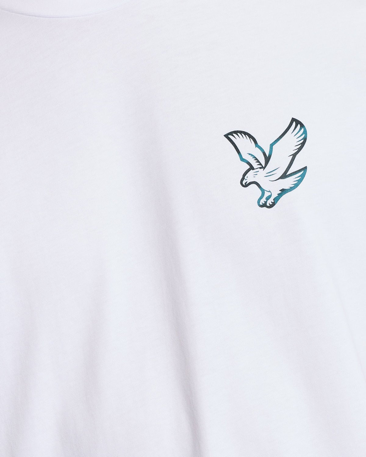 Homme portant un t-shirt à imprimé graphique dans le dos, blanc/lagune