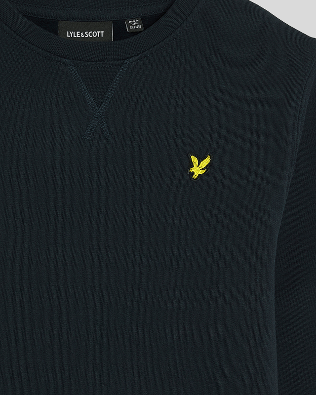 Ragazzo con felpa in cotone a girocollo blu navy scuro