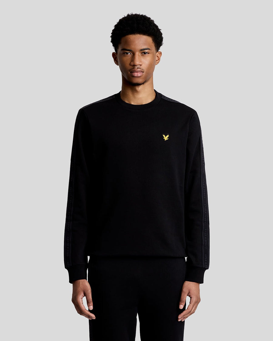 Sweat-shirt à col rond « Sports Tape » pour homme, couleur noir de jais