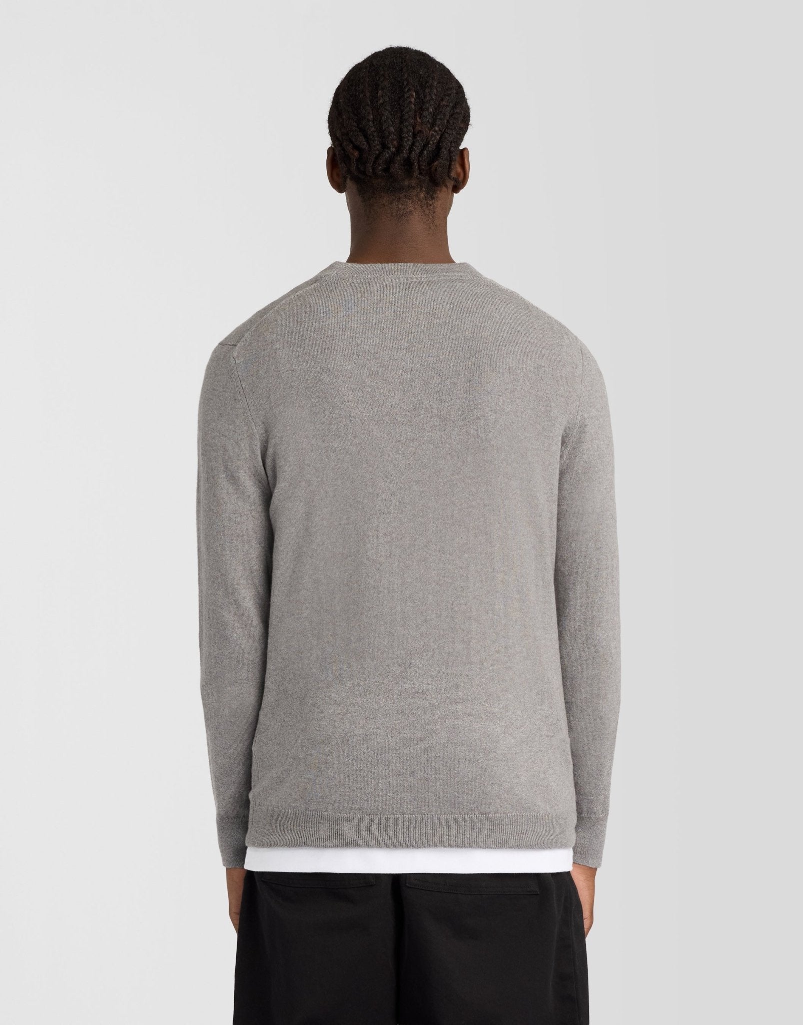 Lyle & Scott Men's Cotton Merino V Neck Jumper in Mid Grey Marl