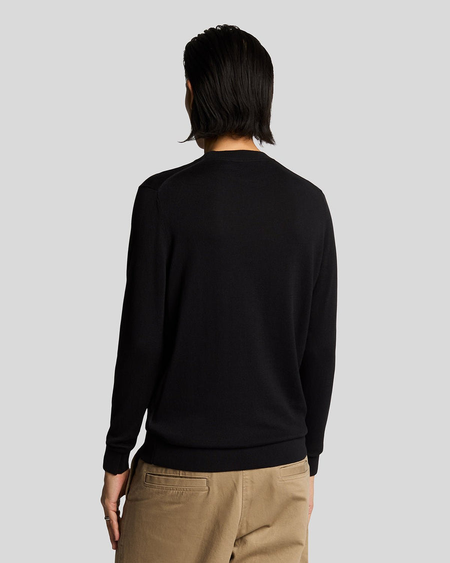 Pull à col rond en coton ultra-fin, couleur noir de jais