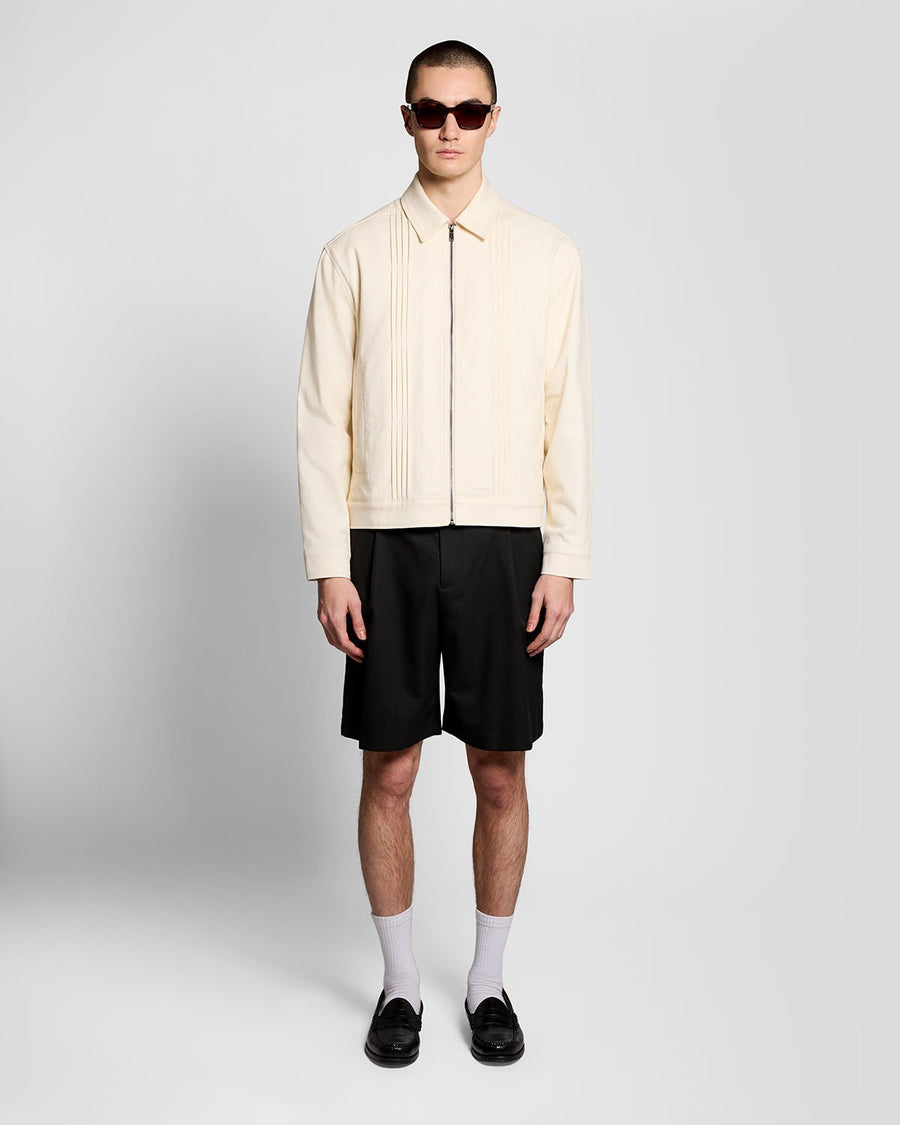 Veste zippée à plis creux pour homme, couleur écru éclatant