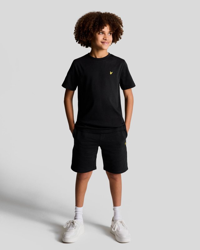 Boy wears Cotton T-Shirt in Jet Black