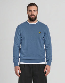 Pull à col rond en coton et laine mérinos