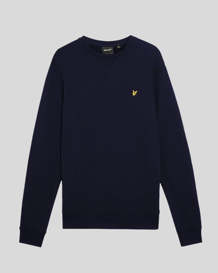 Homme portant un sweat-shirt à col rond en coton bleu marine foncé