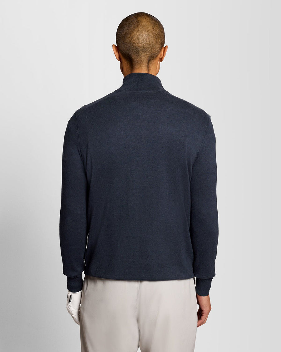 Pull à col zippé 1/4 en coton pour homme, bleu marine foncé