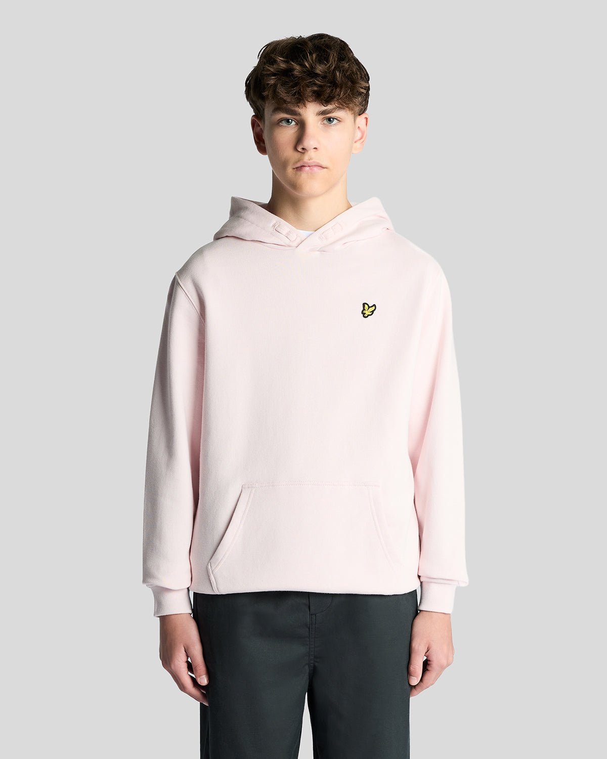 Hombre con sudadera con capucha de algodón Loopback en rosa claro