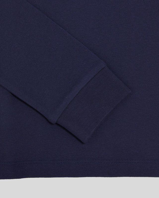 Polo en coton à manches longues bleu marine pour garçon