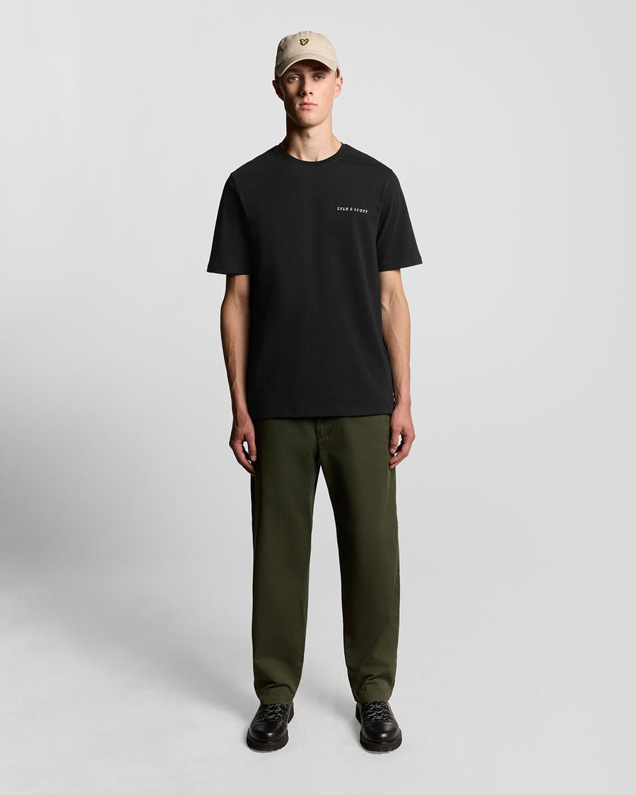 T-shirt à col rond en coton pour homme, avec logo en lettres cursives, couleur noir de jais