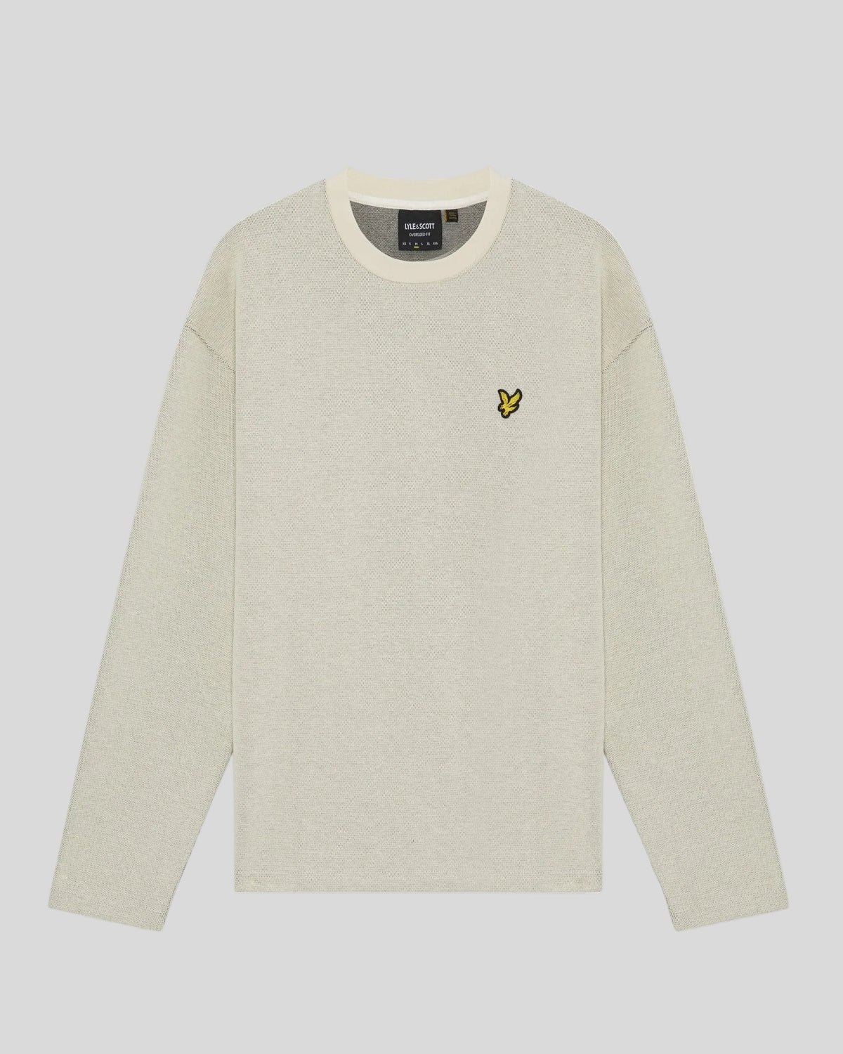 Hombre con sudadera de cuello redondo con jacquard en relieve en color gris claro