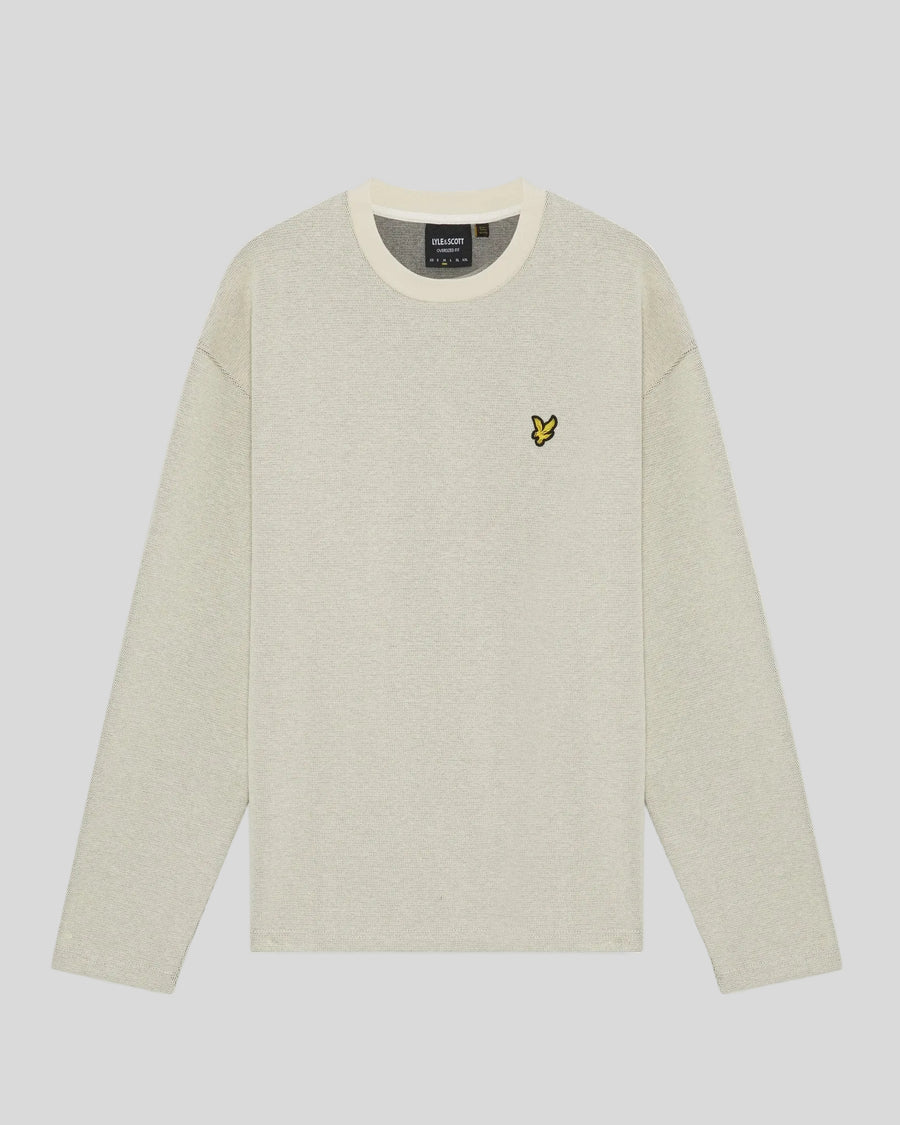 Hombre con sudadera de cuello redondo con jacquard en relieve en color gris claro