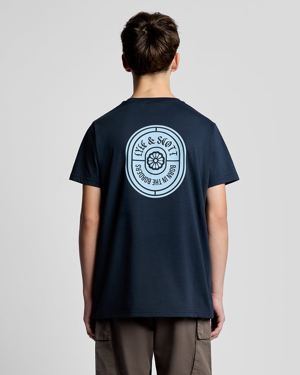 Camiseta de algodón con estampado para hombre en azul marino oscuro