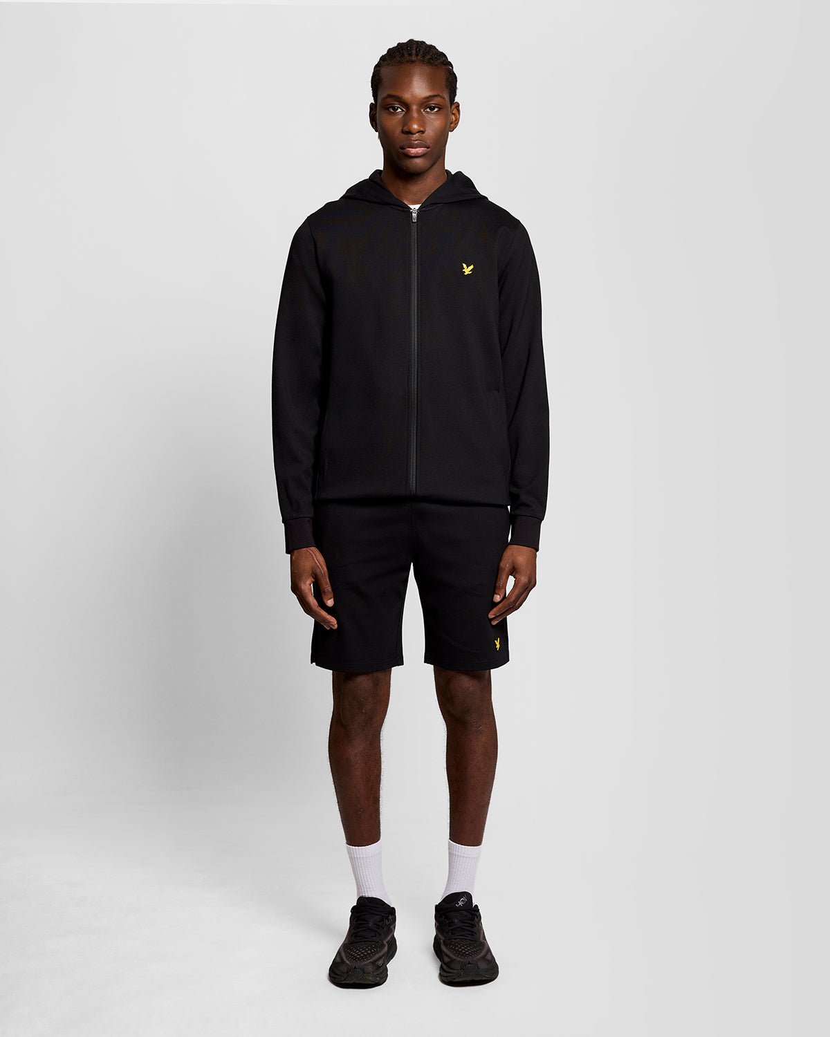 Sweat à capuche léger de sport à fermeture éclair intégrale pour homme, couleur noir de jais