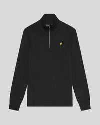 buy men's premium clothing fashion polos jackets -  Lyle & Scott Men's Loopback 1/4 Zip Sweatshirt Plus in Jet Black