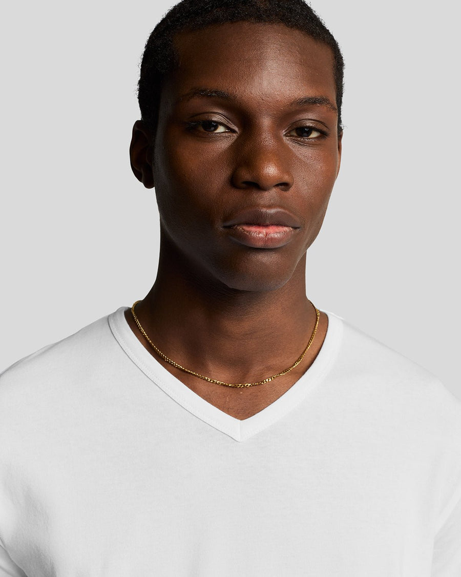 Uomo con maglietta da casa a collo a V "Basic 3 Pack" in bianco