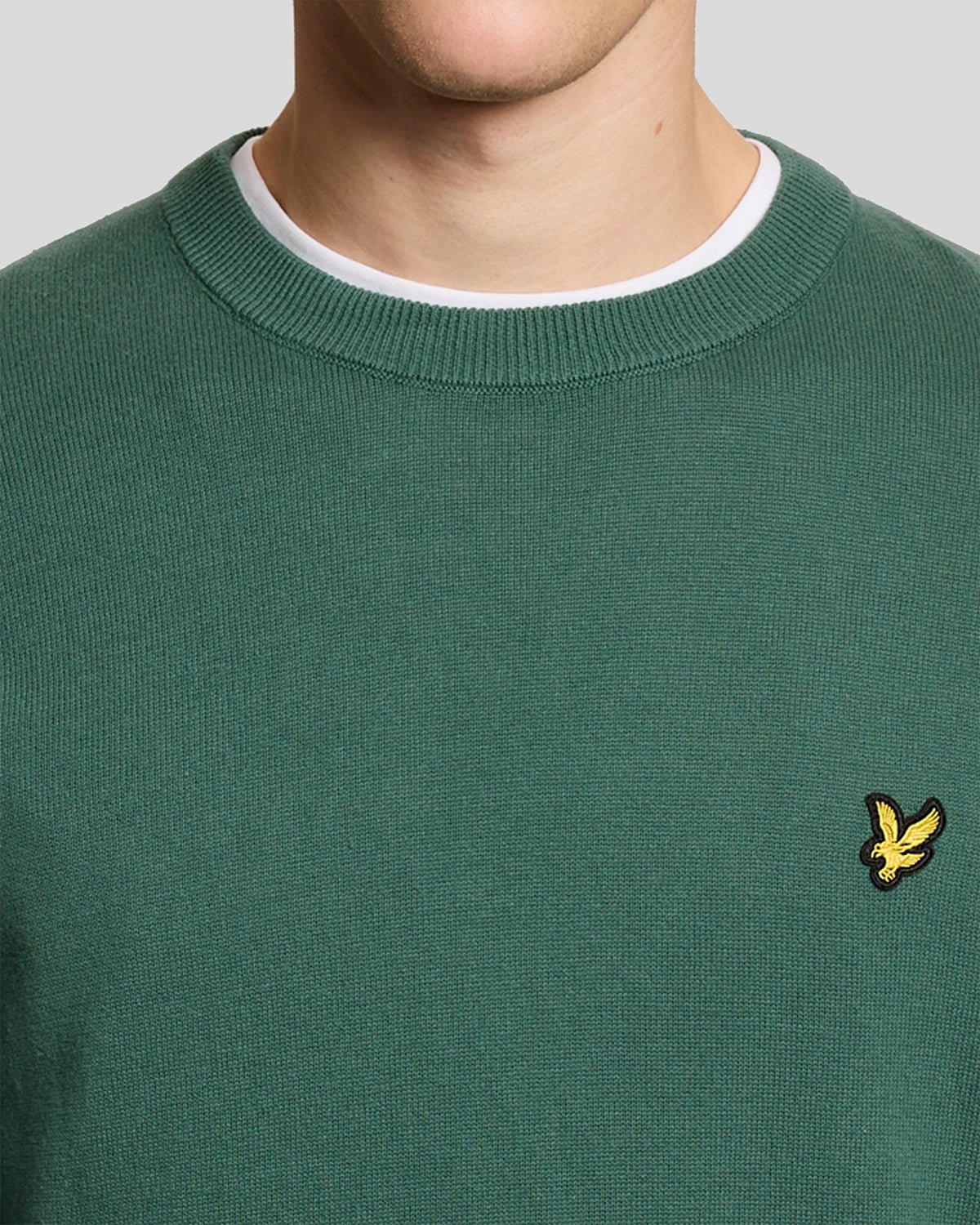 Uomo con maglione girocollo in cotone color Everglade