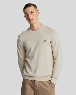 Pull à col rond en coton et laine mérinos