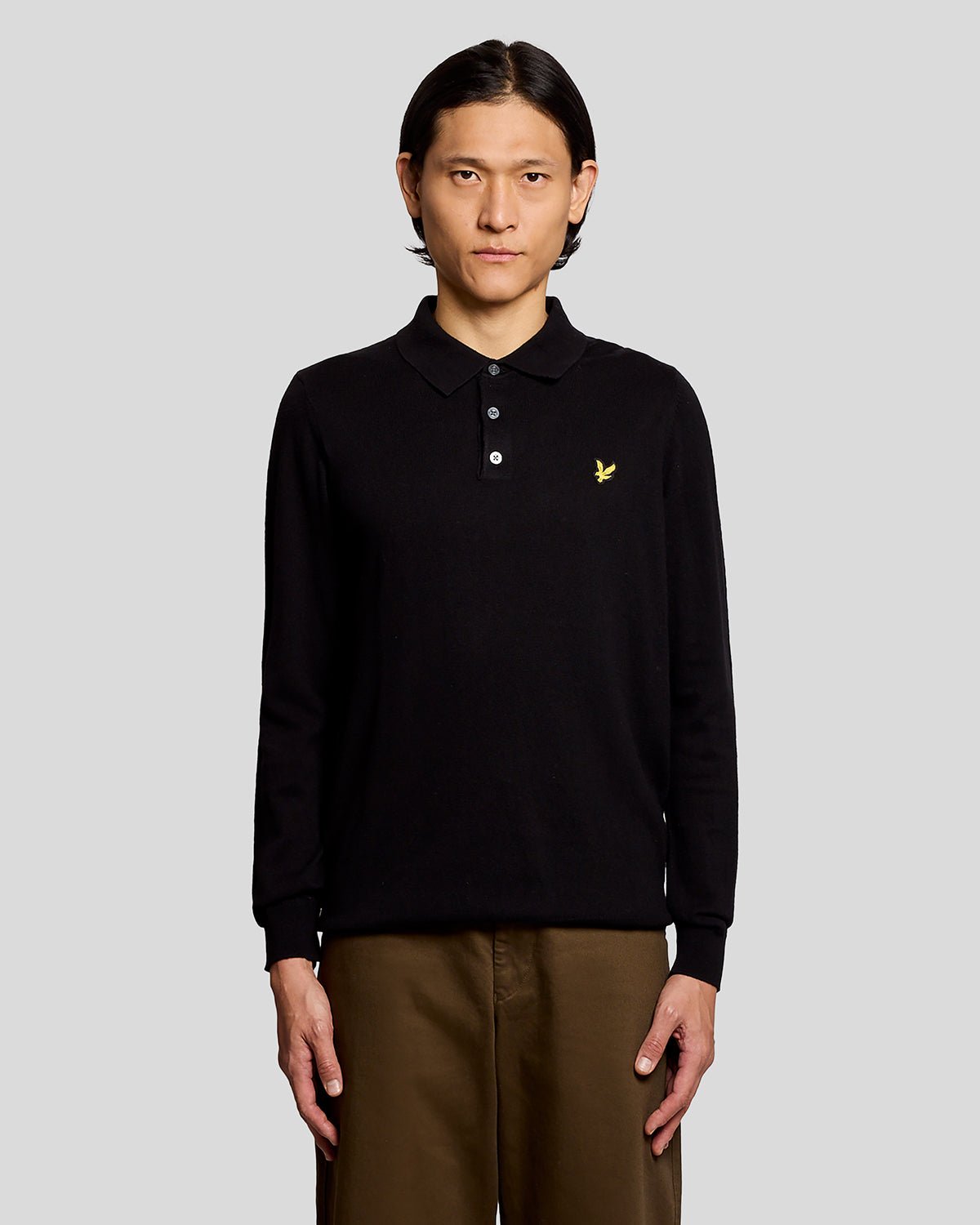 Merino Blend Long Sleeve Polo Shirt