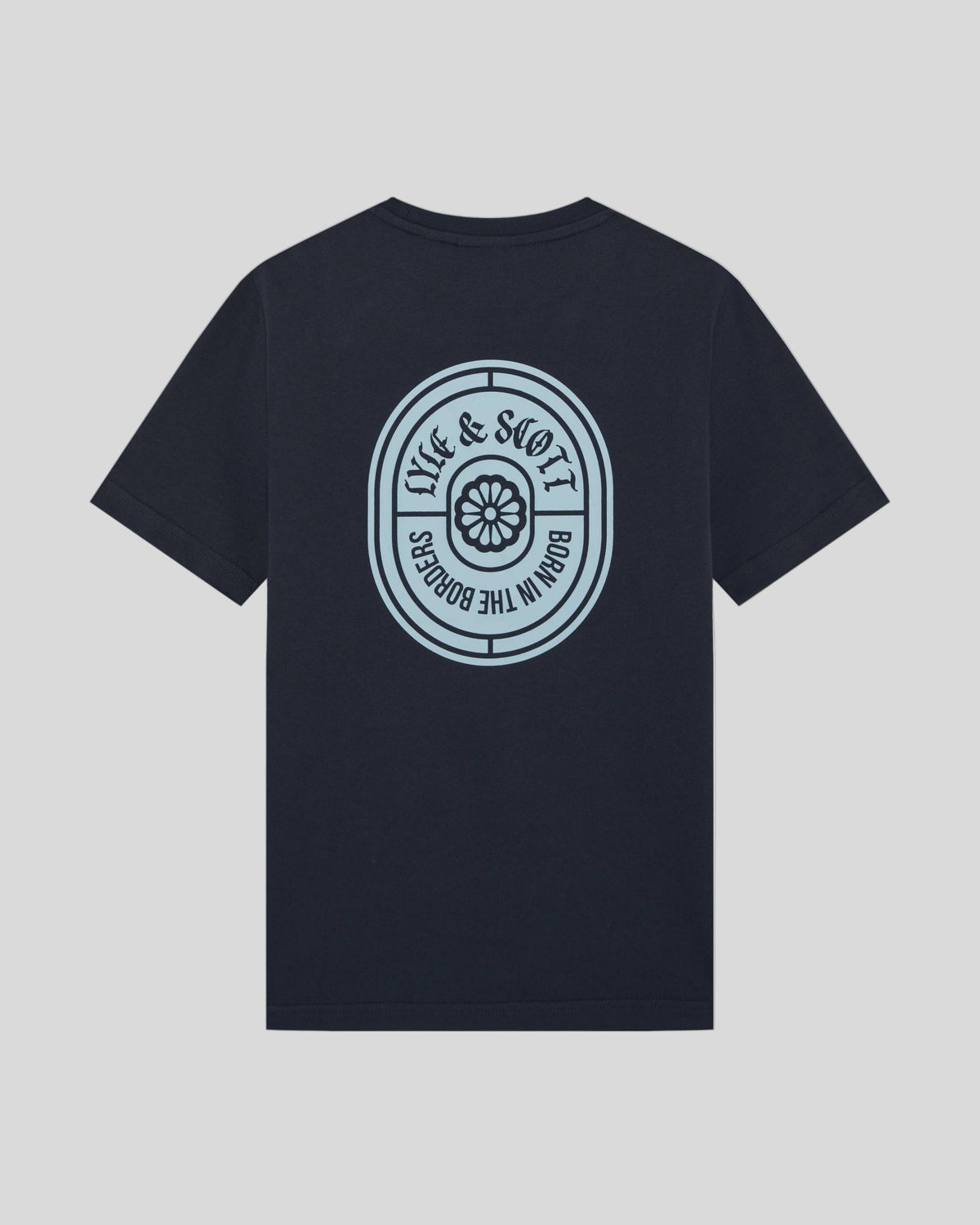 Camiseta de algodón con estampado para hombre en azul marino oscuro