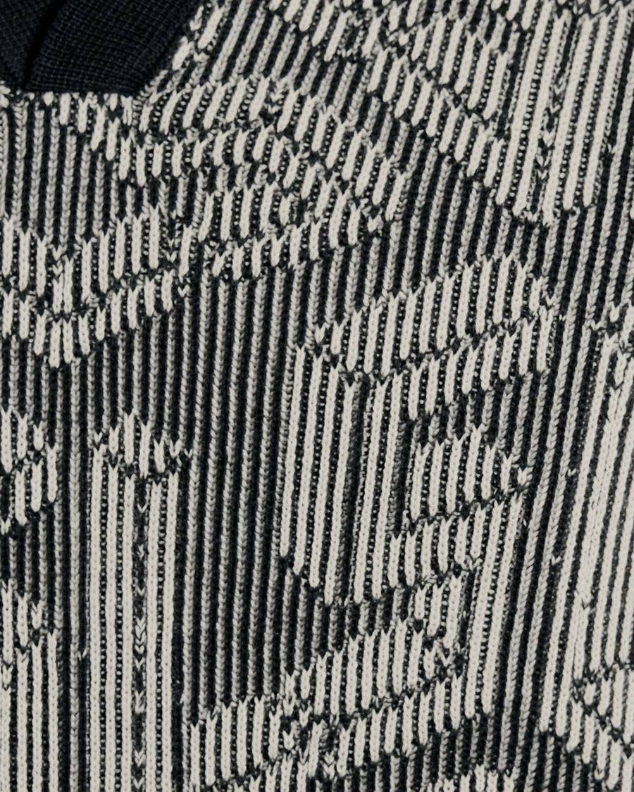 Polo en maille côtelée Emblem pour homme, bleu marine foncé/gris cendré