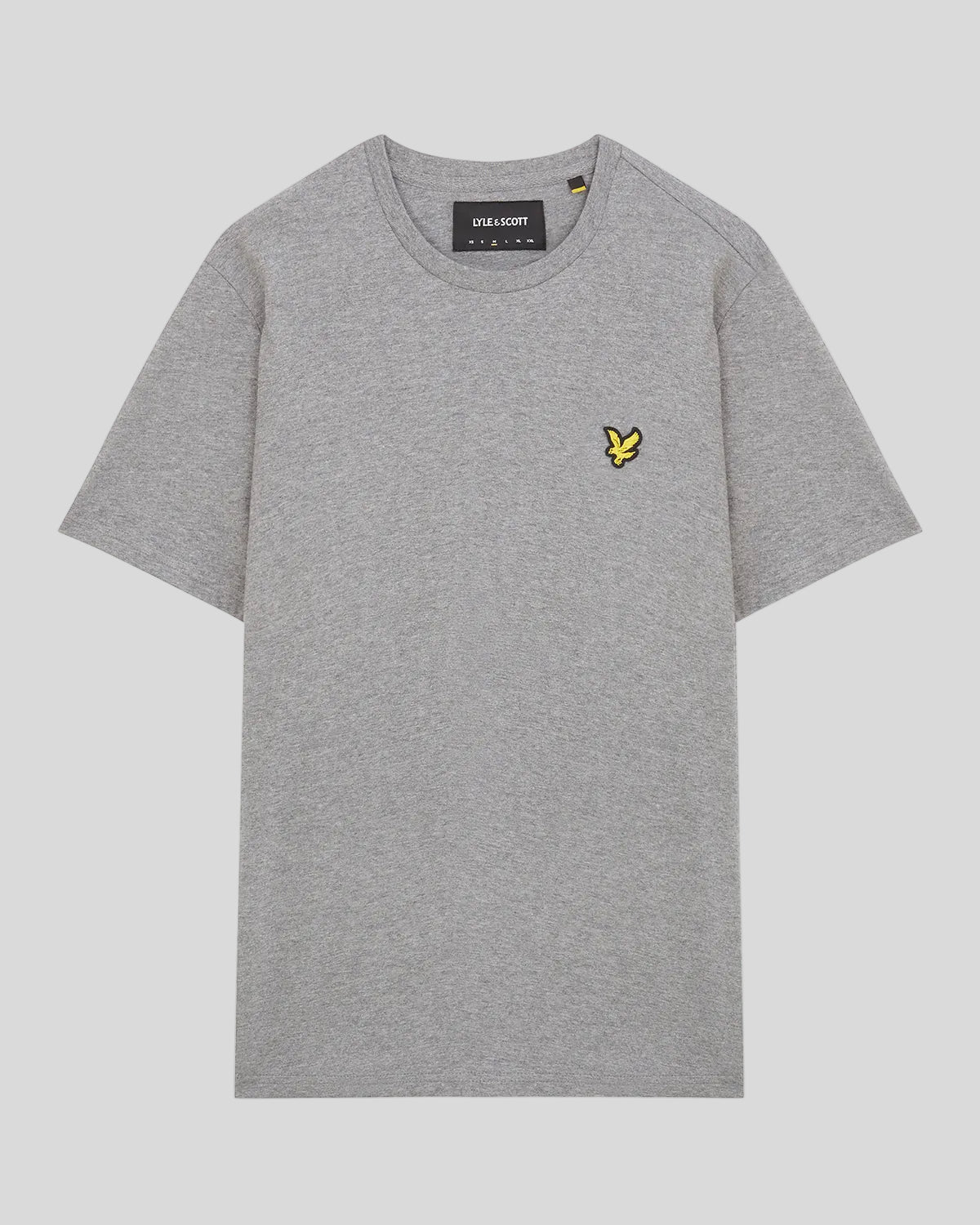 Maglietta in cotone con collo rotondo, grigio melange medio