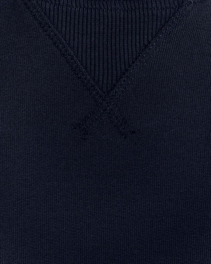 Sweat-shirt à col rond en coton, bleu marine foncé
