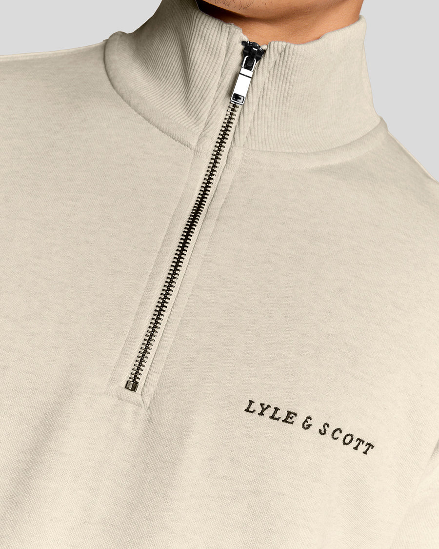 Sweat-shirt à col zippé 1/4 en tissu épais, coloris Ice Cream Marl