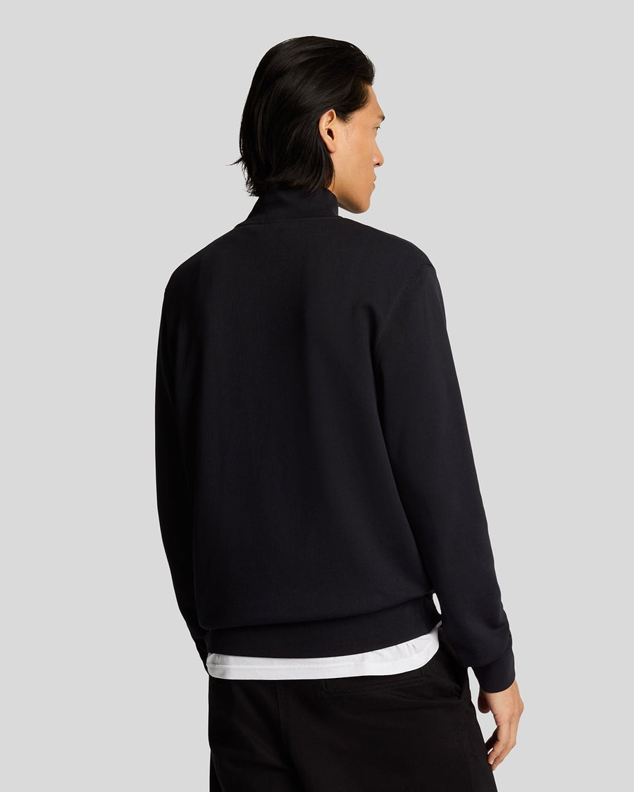 Uomo con felpa con zip a 1/4 in cotone superfine, colore nero corvino