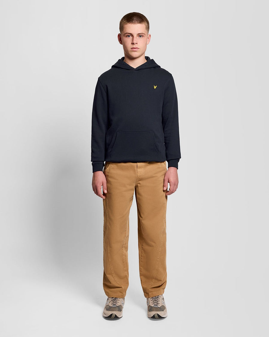 Hombre con sudadera con capucha de algodón Loopback en azul marino oscuro