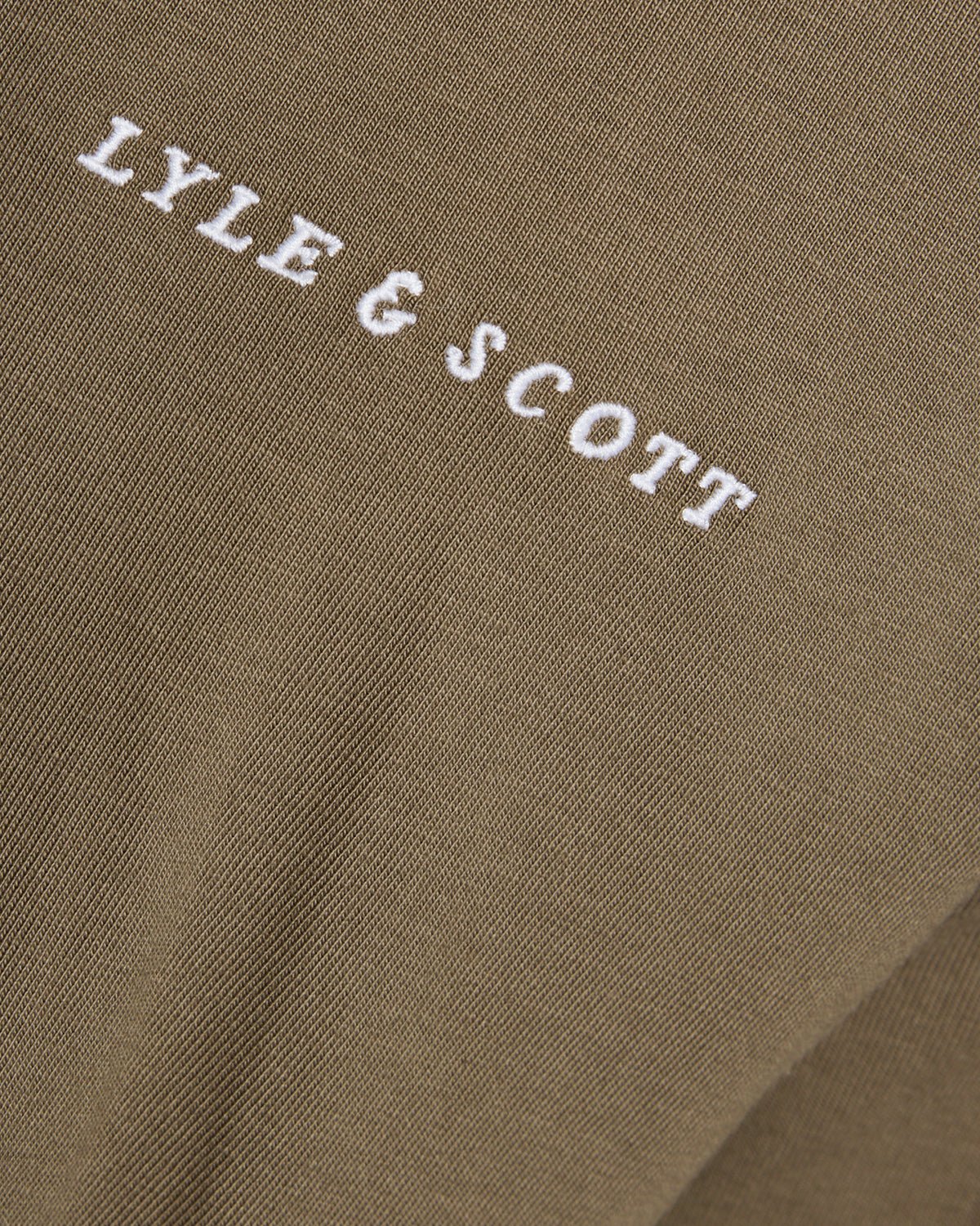 Uomo con maglietta girocollo in cotone con logo in stile script, colore kaki cenere