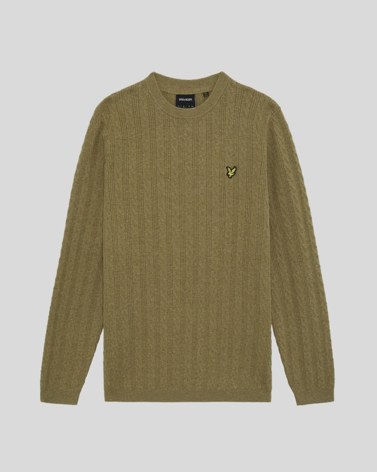 Pull à col rond côtelé en mélange de lin, couleur vert herbe chiné, pour homme