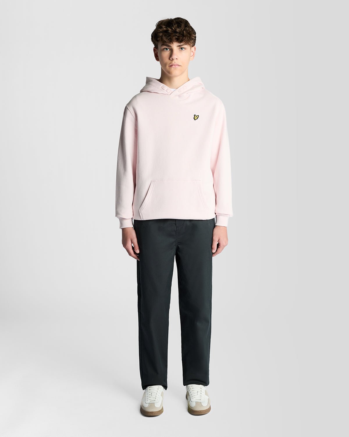 Hombre con sudadera con capucha de algodón Loopback en rosa claro