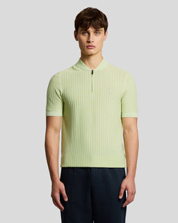 Polo en tricot de coton ultra-fin à fermeture éclair 1/4