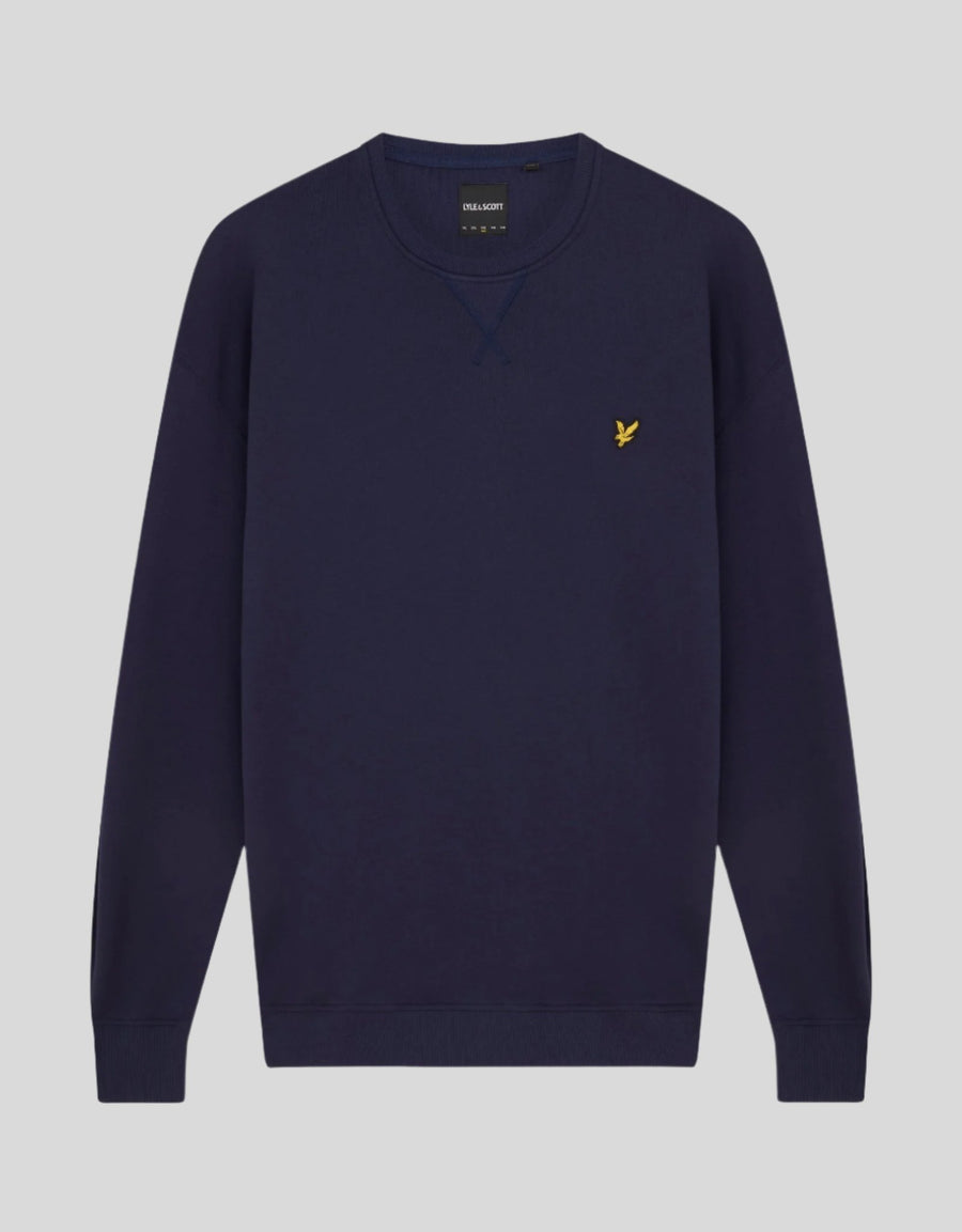 Sweat-shirt à col rond en coton, bleu marine