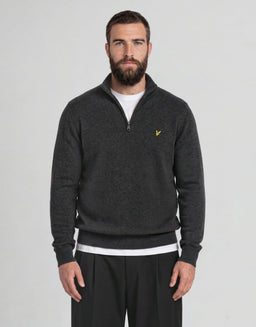 Jersey de algodón y merino con cremallera de 1/4