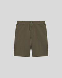 Man wears Heavyweight Cotton Sweat Shorts in Khaki Ash